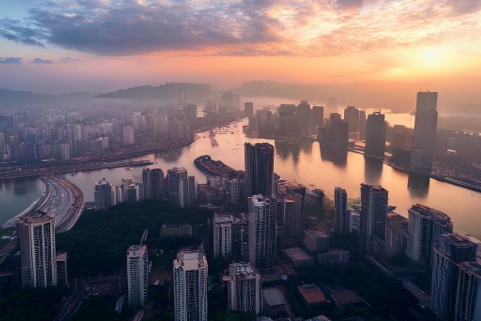 Honghe city skyline