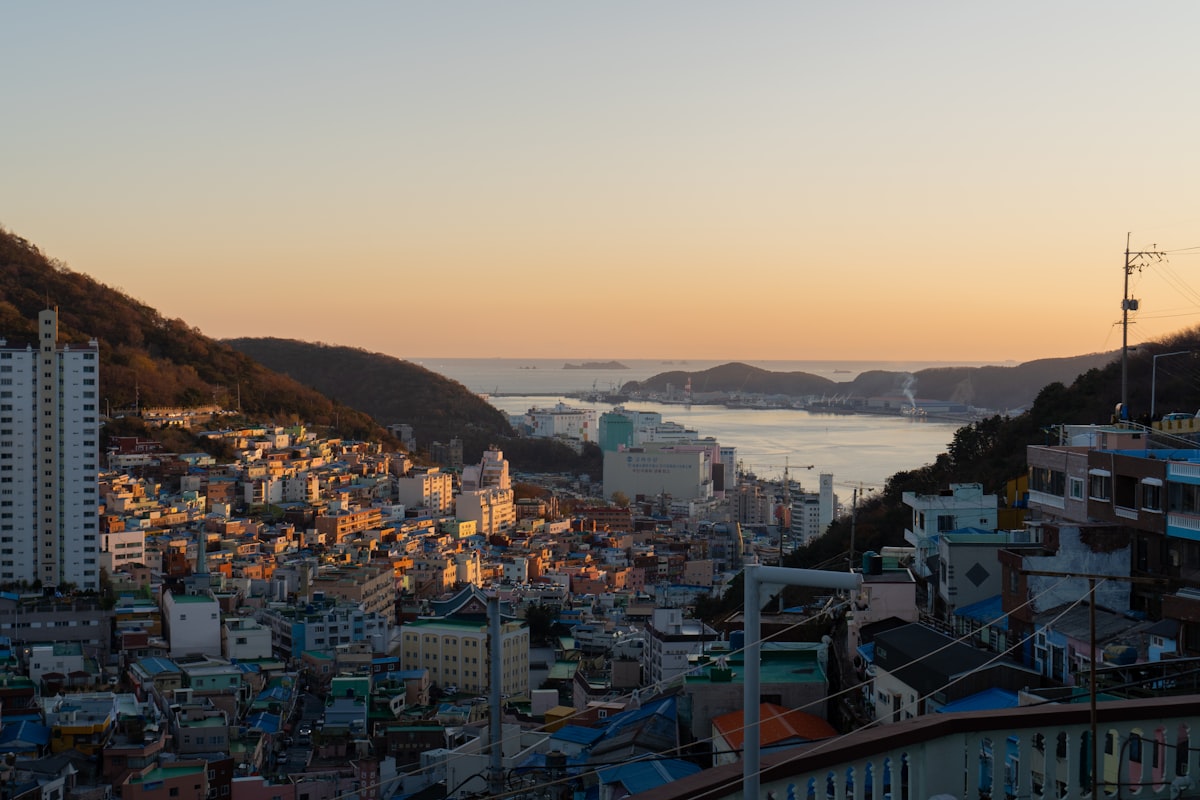 Mokpo-si harbor at sunset