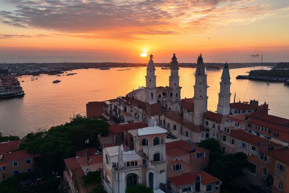 Iglesias harbor at sunset
