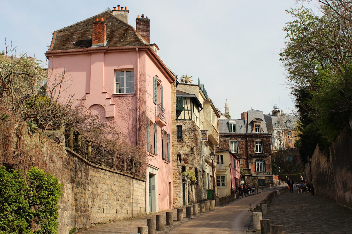 Basque street scene with colorful houses