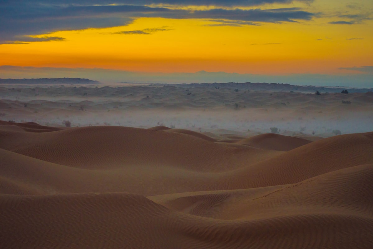 desert sunset over dunes