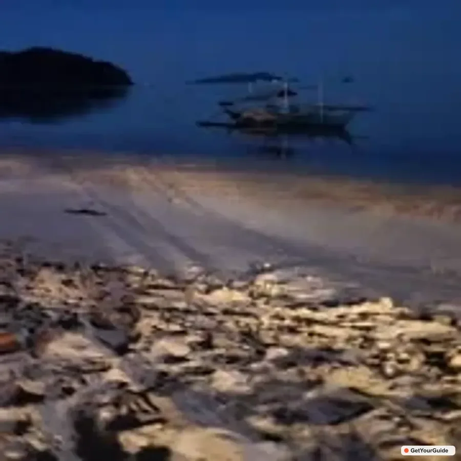 Aerial-style view of Coron islands and clear water